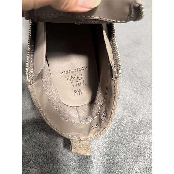 Time & Tru Memory Foam Women's Khaki Blush Suede Wedge Sneakers Size 8 W - Picture 9 of 12